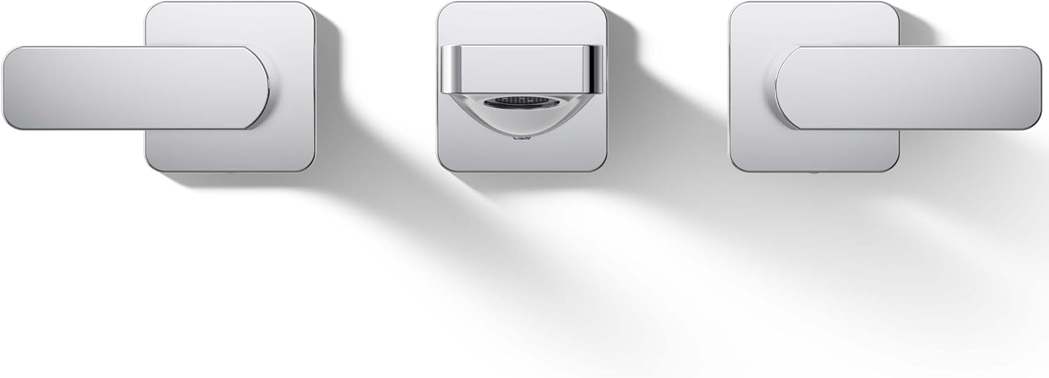 Kohler T23491-4-CP Parallel Two-Handle Wall Mount Bath Faucet Trim with Lever Handles, Polished Chrome