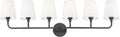 Bathroom Light Fixtures, 42 Inch Matte Black Vanity Lights with Flared White Fabric Shade, 6-Light Wall Sconce, Modern Sconces Wall Lighting for Hallway Bedroom, VL837-MB-6