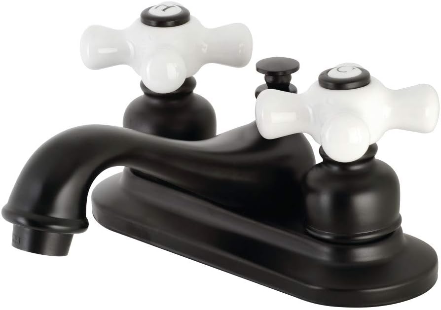 Kingston Brass KB600PX Restoration 4' Centerset Bathroom Faucet, Matte Black, 6.63 x 4.5 x 2.88