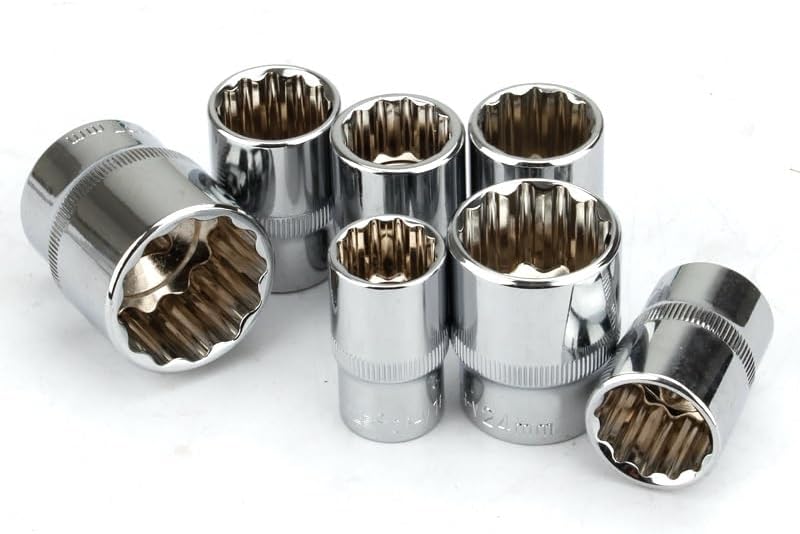 1pcs 1/2' Square Drive 12-point Socket Bit Ratchet Wrench 12pt Sockets Hand Tool Kit 12 Angles Plum Blossom Sleeve 8-32mm(8-32mm 19pcs)