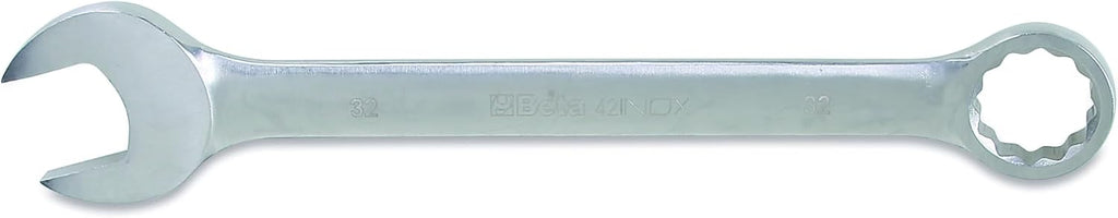 Beta 42INOX Metric 32mm Stainless Steel Combination Wrench | 12-Point Box End, 15° Offset | Corrosion-Resistant AISI 420 |Food Industry and Clean Room Safe