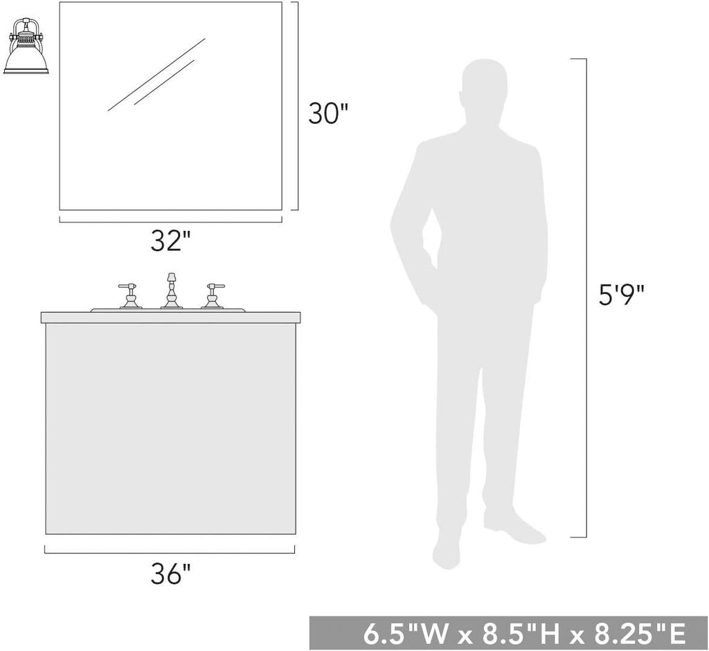 Golden Lighting 3602-BA1 AB Duncan Bath Vanity, 8.25'L x 6.5'W x 8.5'H, Aged Brass with an Aged Brass Shade