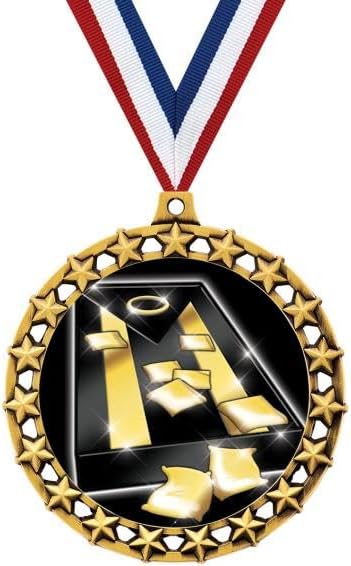 2.5' Galaxy Star Cornhole Shadow Medal Award, Gold Trophy Medal