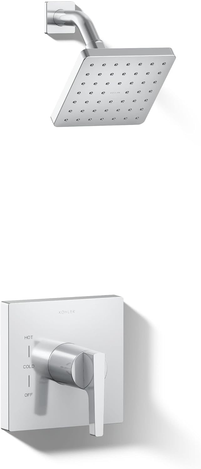 Kohler TS99764-4-CP Honesty Shower Trim-Lever Rite-Temp Valve Handle and 2.0 Gpm Showerhead, Polished Chrome
