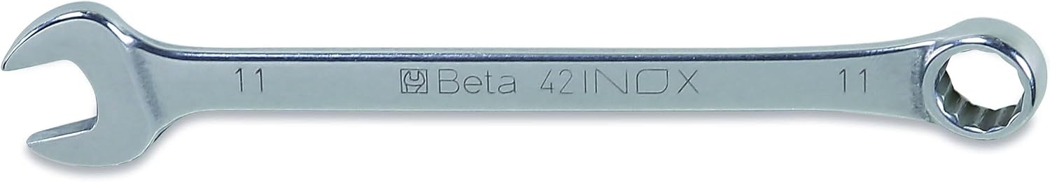 Beta 42INOX Metric 11mm Stainless Steel Combination Wrench | 12-Point Box End, 15° Offset | Corrosion-Resistant AISI 420 |Food Industry and Clean Room Safe