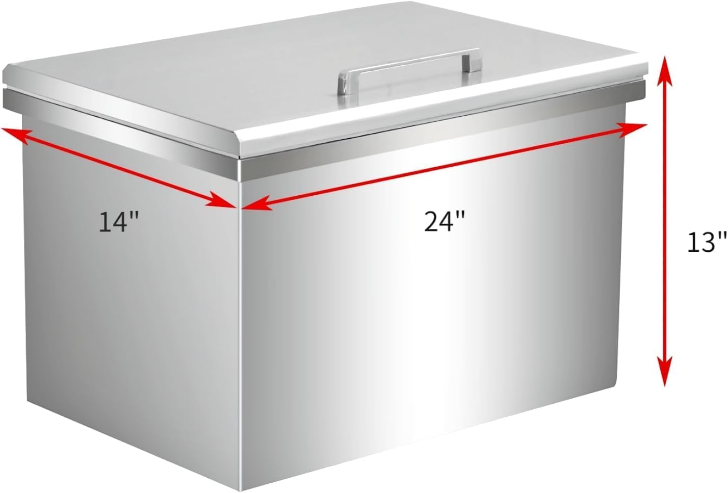 Drop in Ice Chest, Outdoor Kitchen Ice Bar Stainless Steel Ice Cooler, Commercial Ice Bin with Hinged Cover, Ice Bucket, for Cold Wine Beer