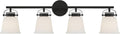 Savoy House 8-1627-4-BK Kaden Industrial Traditional White Opal Glass Bathroom Vanity Wall Light, 4-Light 240 Total Watts, 11' H x 34' W, Matte Black