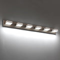 SineRise LED Modern Bathroom Vanity Light Fixtures (6-Light, 48-Inch, Dimmable), Brown Wood Painted Modern Acrylic Bathroom Wall Lighting Fixtures Over Mirror (Cool White 6000K)
