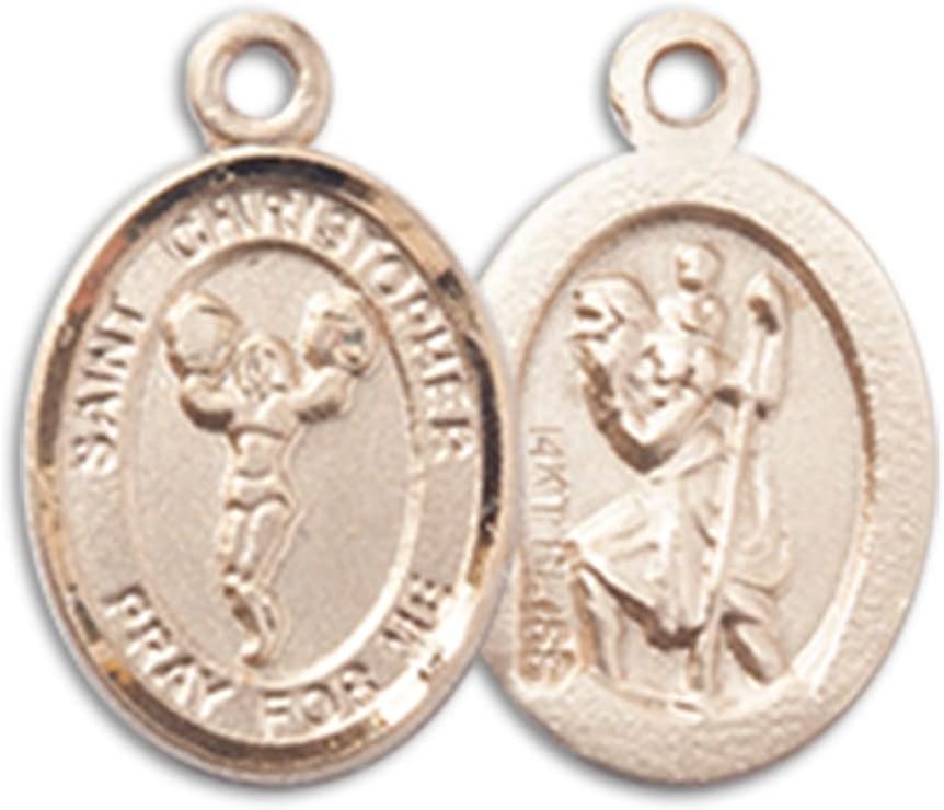 Bonyak Jewelry 14k Yellow Gold St. Christopher/Cheerleading Medal, Size 1/2 x 1/4 inches - Catholic Inspirations