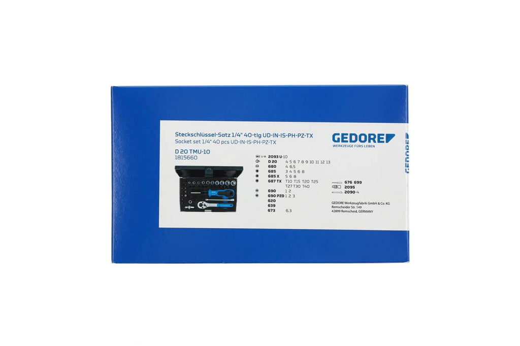 GEDORE D 20 TMU-10 Socket Set 1/4' 40 pcs UD-in-is-PH-PZ-TX
