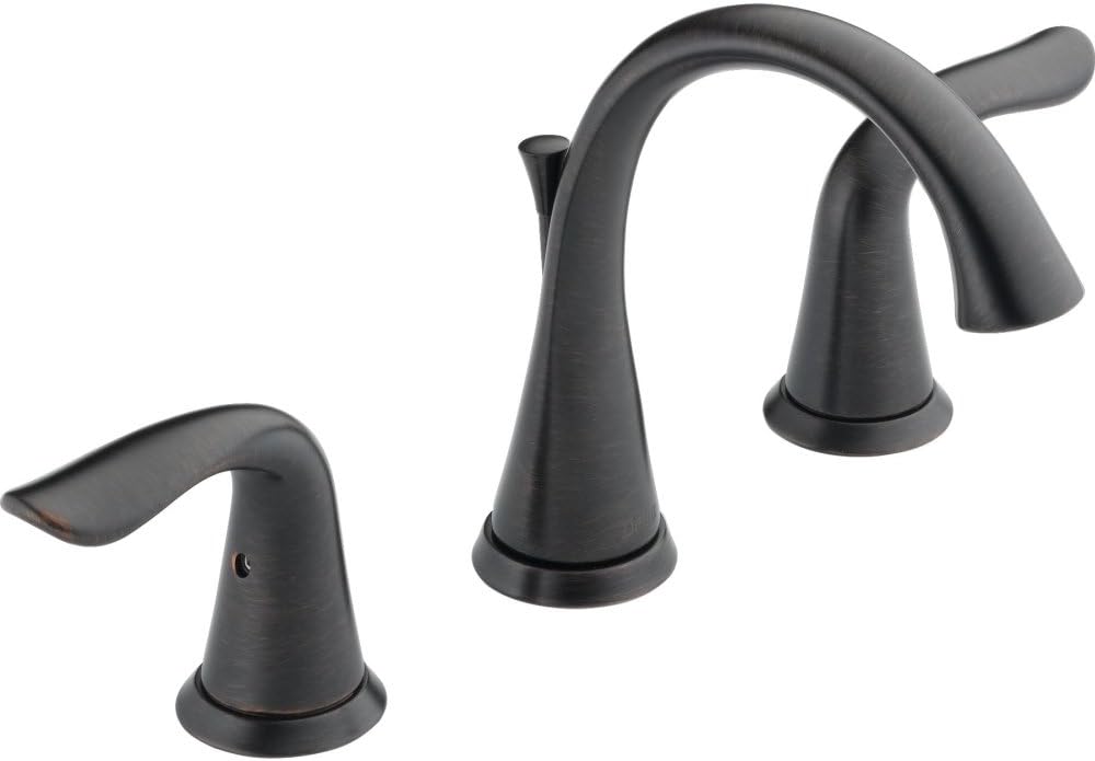 Delta Lahara Oil Rubbed Bronze Bathroom Faucet 3 Hole, 8 Inch Widespread Bathroom Sink Faucet for Vanity, Metal Push-Pop Drain Assembly, Venetian Bronze 3538-RBMPU-DST