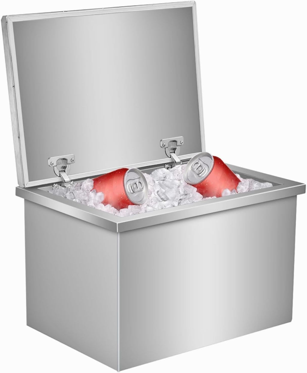 Drop in Ice Chest, Outdoor Kitchen Ice Bar Stainless Steel Ice Cooler, Commercial Ice Bin with Hinged Cover, Ice Bucket, for Cold Wine Beer