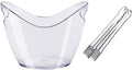 ice Bucket, Home Bar Clear Acrylic Ice Bucket with Tongs, 8 Liter Plastic Tub Oval Storage Buckets