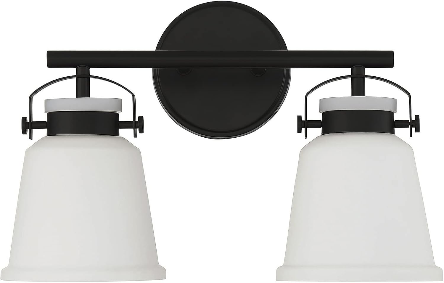 Savoy House 8-1627-2-BK Kaden Industrial Traditional White Opal Glass Bathroom Vanity Wall Light, 2-Light 120 Total Watts, 11' H x 16' W, Matte Black