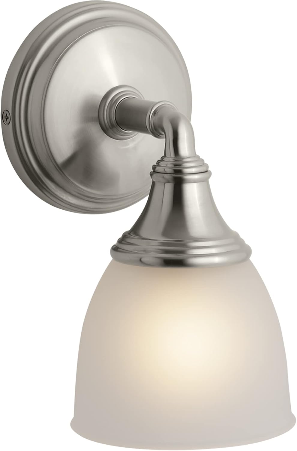 Kohler Devonshire Bathroom Vanity Light Fixture, Wall Sconce Lighting, Position Facing Up or Down, UL Listed, 1 Light, Brushed Nickel