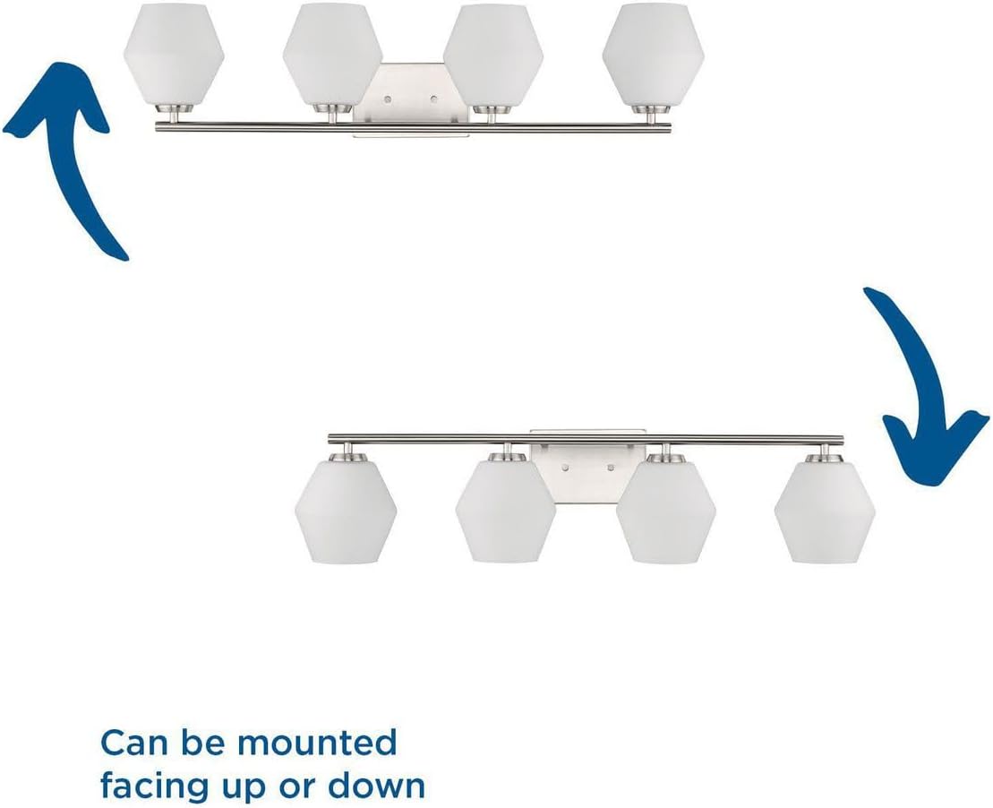 Progress Lighting P300433-009 Copeland Collection 33 in. Four-Light Brushed Nickel Vanity Light with Etched Opal Glass Shades