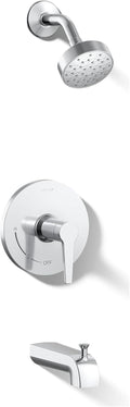KOHLER K-TS97074-4G-CP Pitch Bath and Shower Trim Kit, Single-Function Showerhead, Diverter Bath Spout and Faceplace with Handle, 1.75 GPM, Polished Chrome