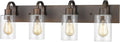 Emliviar 4-Light Bathroom Vanity Light - Farmhouse Bathroom Wall Lighting, Oil Rubbed Bronze Finish with Clear Glass, YCE237B-4W ORB
