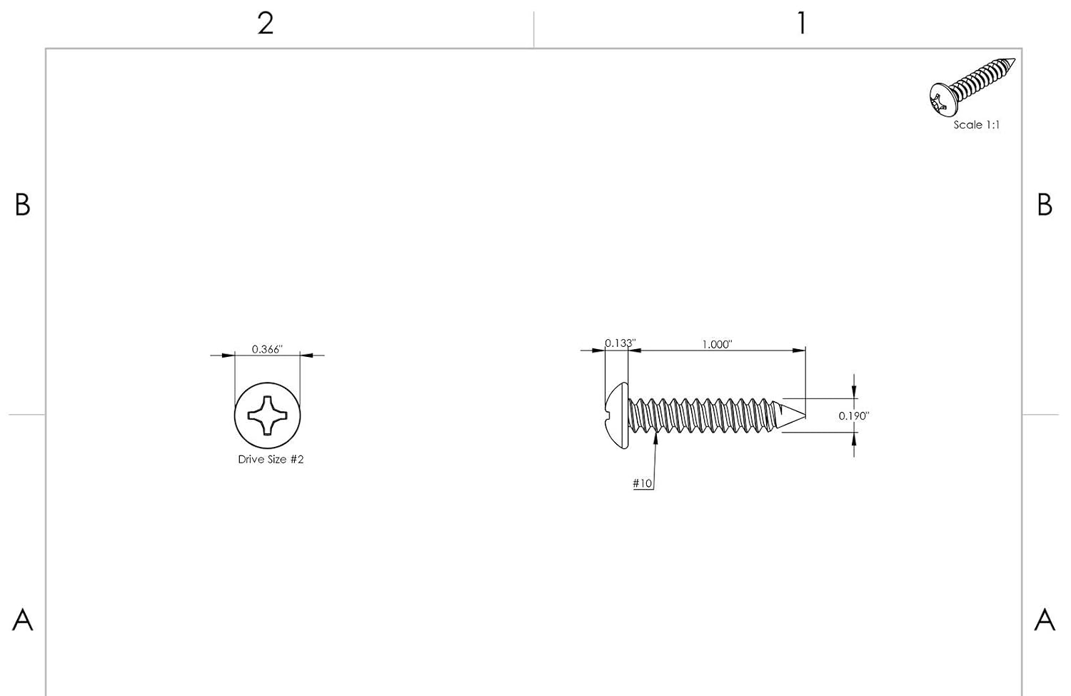 #10 x 1' - Sheet Metal Screws Self Tapping Pan Head Stainless Steel 500 Pcs self Tapping Screws Metal B2B