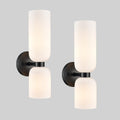 DEYNITE Black Wall Sconces Set of 2 Modern Farmhouse 2-Light Wall Light Bathroom Vanity Light,Milky White Glass Light for Bedroom, Living Room, Kitchen