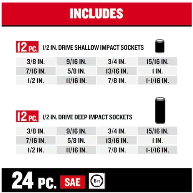 CRAFTSMEN 48 -Piece Standard (SAE) and Metric 1/2-in Drive Set 6-point Impact Socket Set