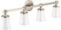 Moen YB0364BN Flara 4-Light Dual-Mount Bath Bathroom Vanity Light Fixture with Frosted Glass, Brushed Nickel