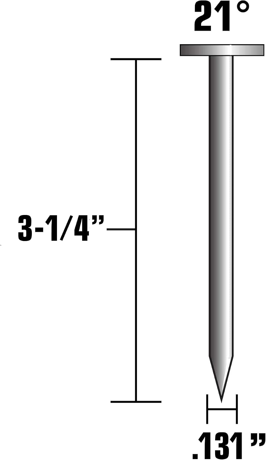Metabo HPT Framing Nails | 3-1/4 In. x .131 | 21 Degree | Smooth Shank | Full Round Head | Electro Galvanized | Plastic Strip | 4,000 Count | 10116HPT