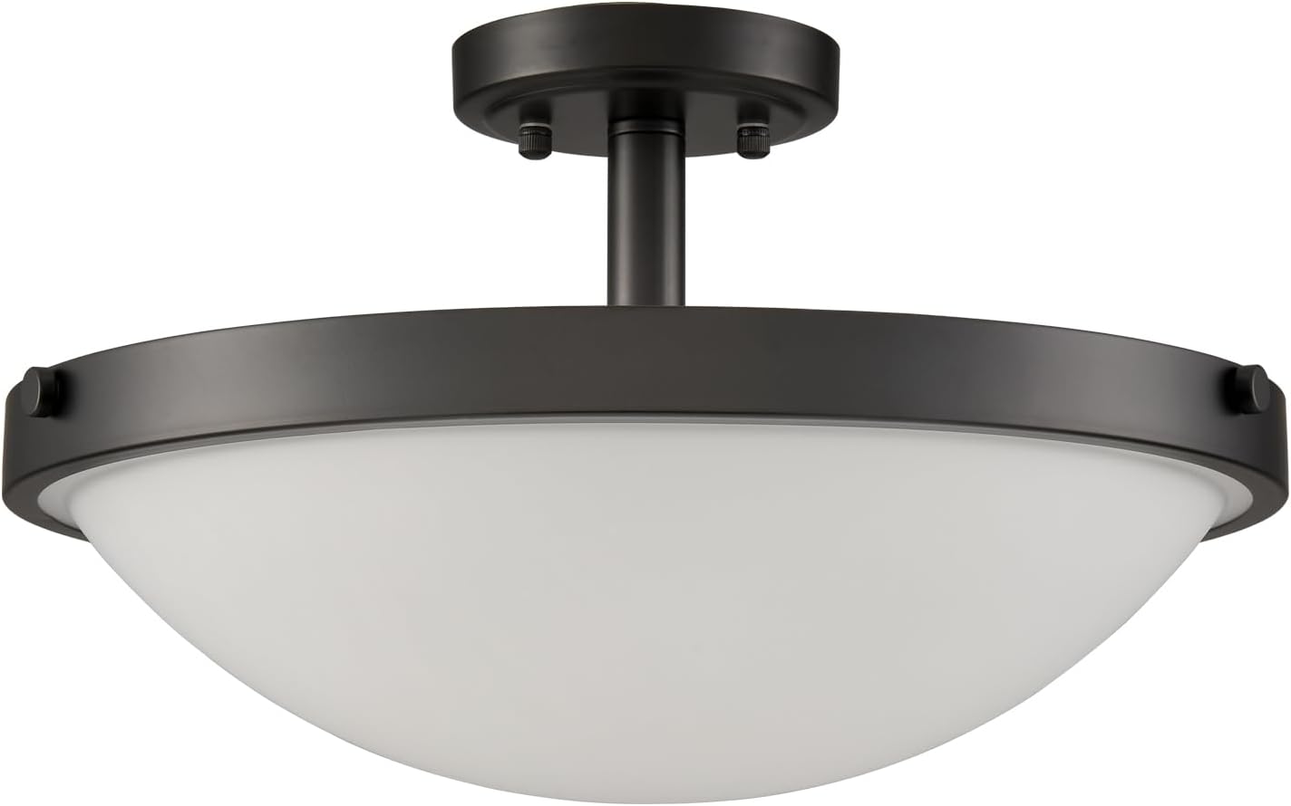 SAMTEEN Farmhouse Black Semi Flush Mount Ceiling Light Modern 3-Light Frosted Glass Ceiling Light Fixtures Matte Black Flush Mount Light for Hallway Bedroom Kitchen Bathroom, 16-Inch