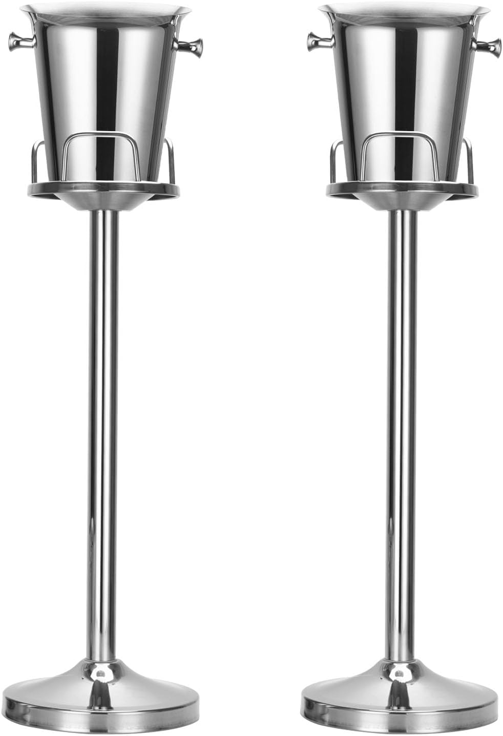 Champagne Bucket with Stand,Ice Bucket with Stand Stainless Steel Bucket Wine Chiller On Stand 12Lb Hammered Tall Ice Bucket Stand for Party Bar Ktv Bbq Home,3ft (silver, 2 packs)