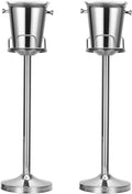 Champagne Bucket with Stand,Ice Bucket with Stand Stainless Steel Bucket Wine Chiller On Stand 12Lb Hammered Tall Ice Bucket Stand for Party Bar Ktv Bbq Home,3ft (silver, 2 packs)