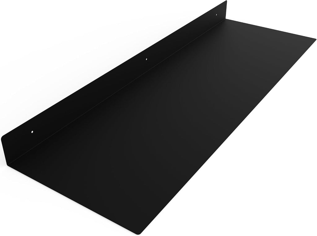 Made in the USA - 36 Inch Linear Floating Shelf - Forged Raw Steel - Industrial Heavy Duty Metal Wall Mounted Modern Rustic Shelf (36-inch x 12-inch Black)