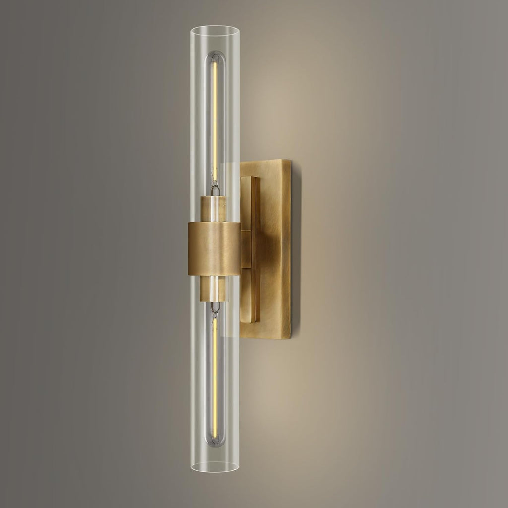 Gold 22.8' Sconces Wall Lighting,Bathroom Vanity Lights Fixtures with Clear Glass Shade Wall Lamp for Mirror, Living Room, Bedroom, Hallway, Fireplace, Staircas（Including Bulb）