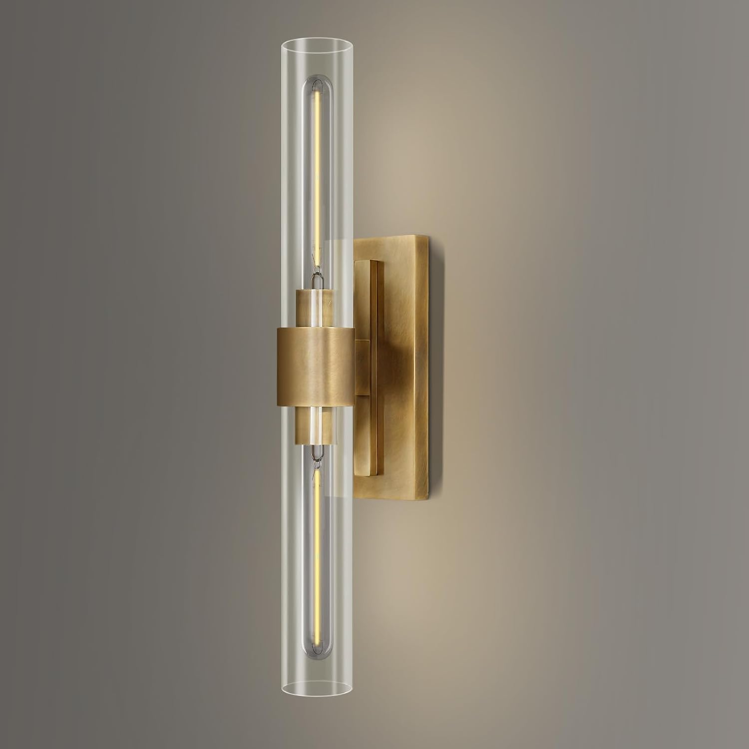 Gold 22.8' Sconces Wall Lighting,Bathroom Vanity Lights Fixtures with Clear Glass Shade Wall Lamp for Mirror, Living Room, Bedroom, Hallway, Fireplace, Staircas（Including Bulb）