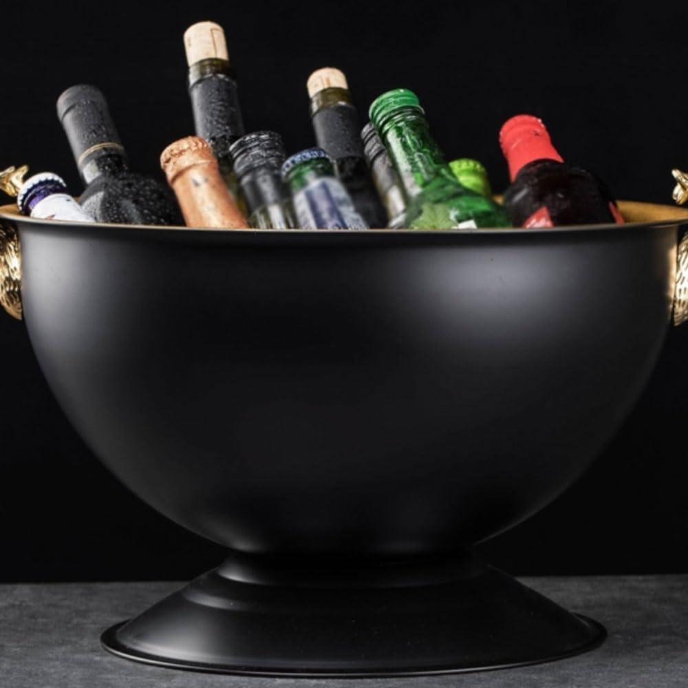 Ice Bucket Commercial Bar Ice Wine Container Black Ice Wine Tub Champagne Bucket Home Party Ice Wine Bucket Creative Stainless Steel Ice Bucket Beverage Tub