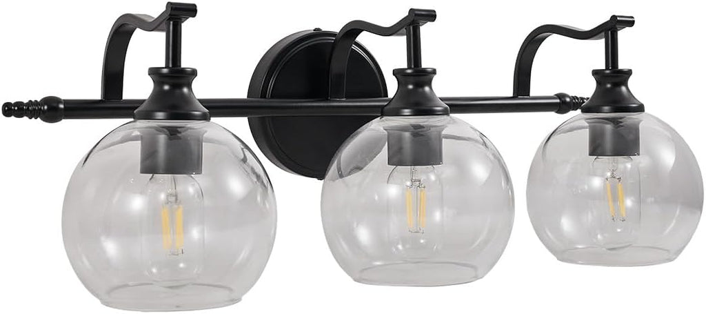 ANDY STAR Black Bathroom Light Fixture, 3 Light Vanity Lights, Rustproof Wall Lights Over Mirror, Rustic Wall Mounted Lamp, Modern Wall Sconces for Mirror, Powder Room, Bedroom