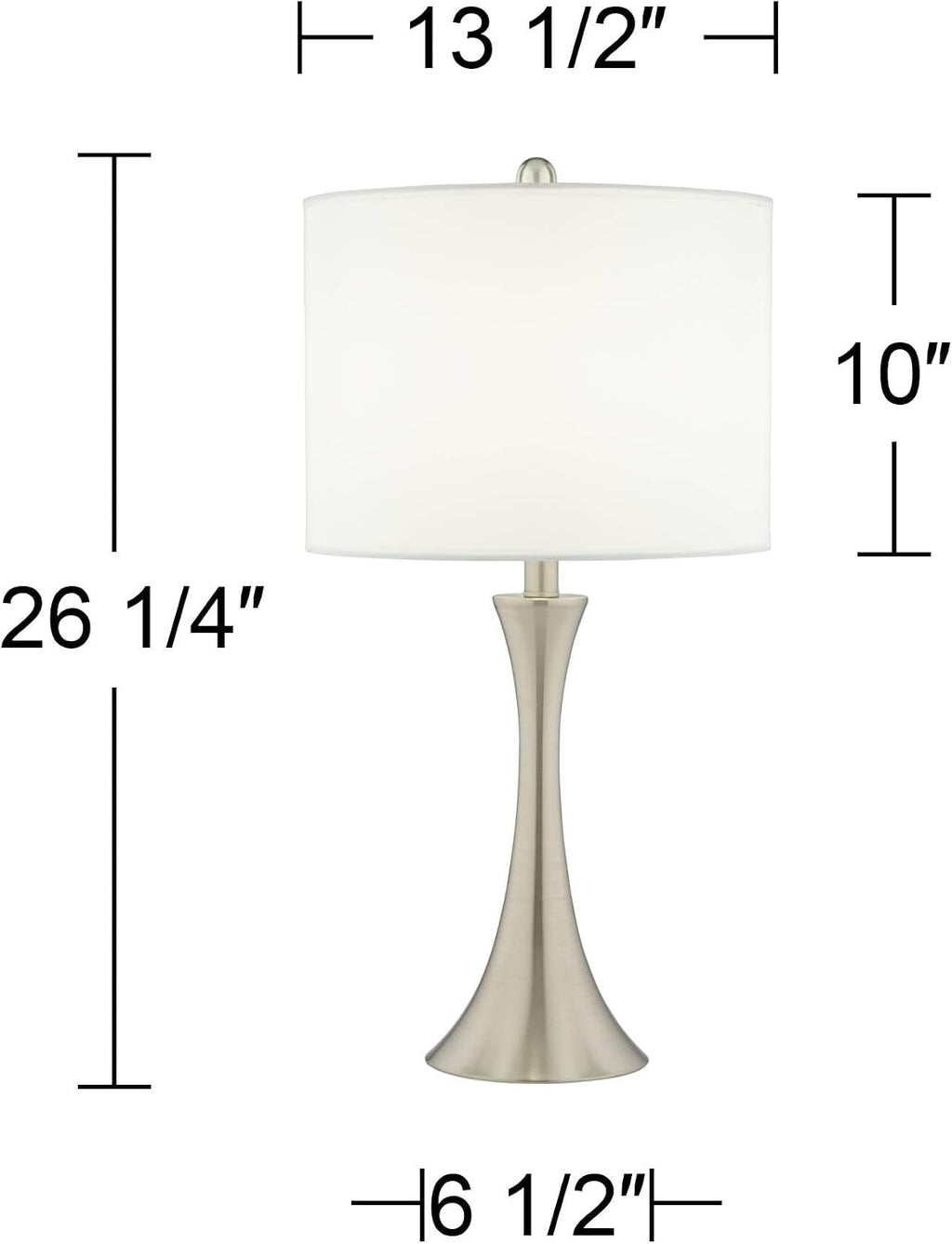 Possini Euro Design Modern Table Lamps 24' Tall Set of 2 Brushed Nickel Silver Metal LED Touch On Off Blue Faux Silk Drum Shade for Bedroom Living Room House Home Bedside Nightstand Office Family