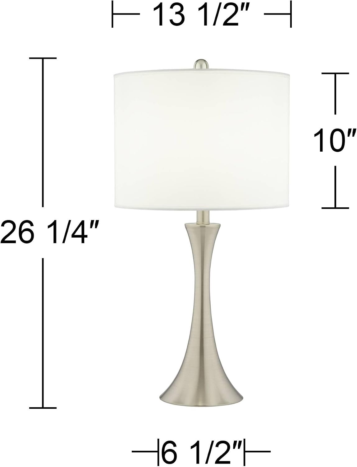 Possini Euro Design Modern Table Lamps 24' Tall Set of 2 Brushed Nickel Silver Metal LED Touch On Off Blue Faux Silk Drum Shade for Bedroom Living Room House Home Bedside Nightstand Office Family