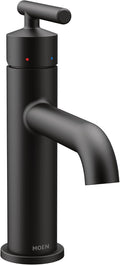 Moen Gibson One-Handle Single Hole Modern Bathroom Sink Faucet with Optional Deckplate, Matte Black, 6145BL