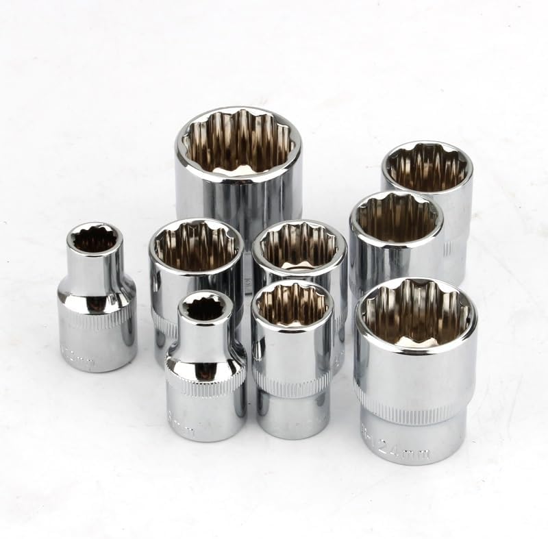 1pcs 1/2' Square Drive 12-point Socket Bit Ratchet Wrench 12pt Sockets Hand Tool Kit 12 Angles Plum Blossom Sleeve 8-32mm(8-32mm 19pcs)