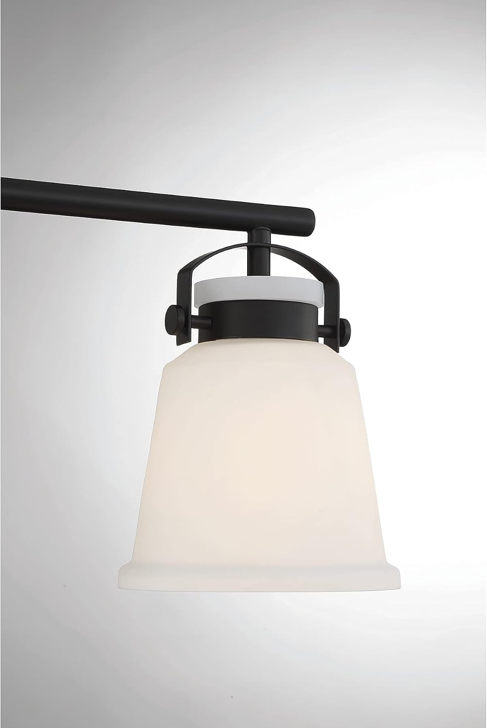 Savoy House 8-1627-3-BK Kaden Industrial Traditional White Opal Glass Bathroom Vanity Wall Light, 3-Light 180 Total Watts, 11' H x 26' W, Matte Black