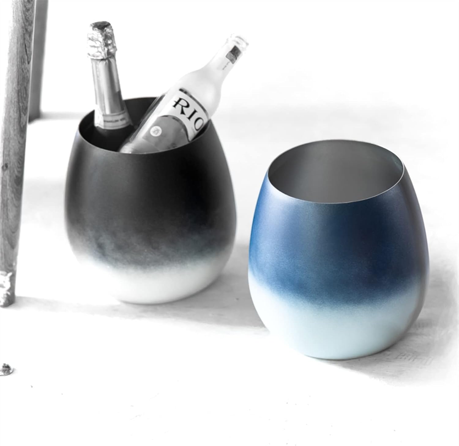 Ice Bucket Champagne Bucket Ice Bucket Fashion Gradient Champagne Bucket Stainless Steel Ice Bucket Creative Eggshell Ice Bucket for Home Bar Ice Bucket Beverage Tub (Color : B)