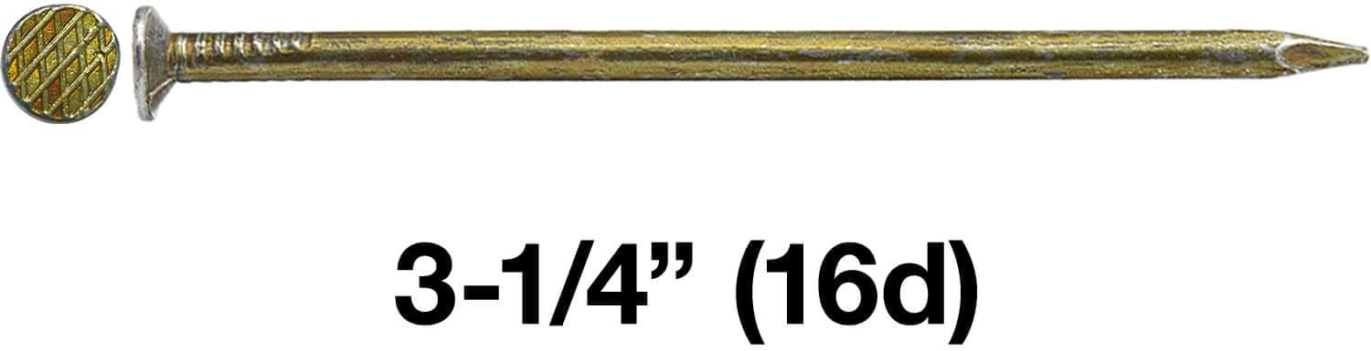 3-1/4 Inch (16d) Sinker Framing Nails for General Interior Carpentry and Home Construction - 35 Pound package with ~2,059 Nails