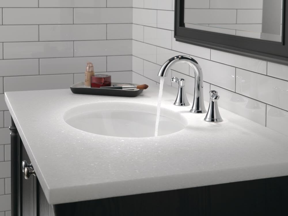 Delta Faucet Esato Widespread Bathroom Faucet Chrome, Bathroom Faucet 3 Hole, Bathroom Sink Faucet, Drain Assembly Included, Chrome 35897LF