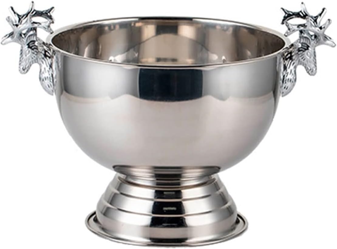 Ice Bucket Champagne Bucket Ice Buckets, Deer Head Stainless Steel Ice Pails Bar KTV Ice Wine Bucket Great for Home Bar Chilling Beer Champagne and Wine Ice Bucket Beverage Tub (Color : Brass)