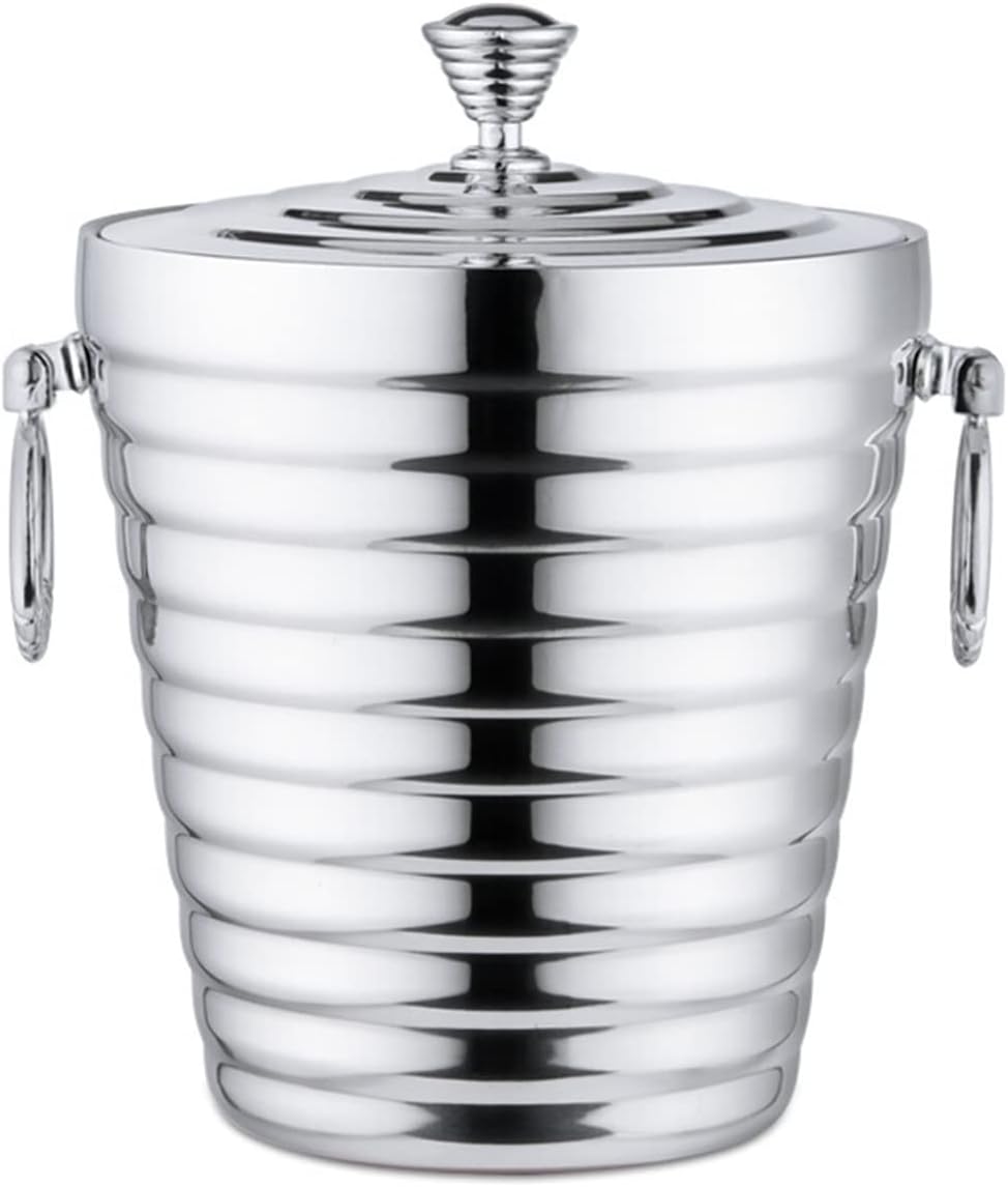 Ice Bucket Champagne Bucket Ice Bucket Thickened Stainless Steel Ice Bucket Double Layer Insulation Design Made Champagne or Wine Bucket Keeps Ice Frozen Longer Ice Bucket Beverage Tub (Size : M)