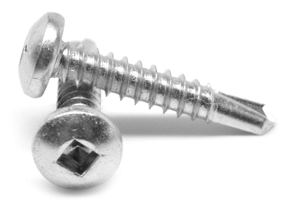 #10-16 x 1/2' (FT) BSD Thread Self Drilling Screw Square Drive Pan Head #3 Point Low Carbon Steel Zinc Plated Pk 2500