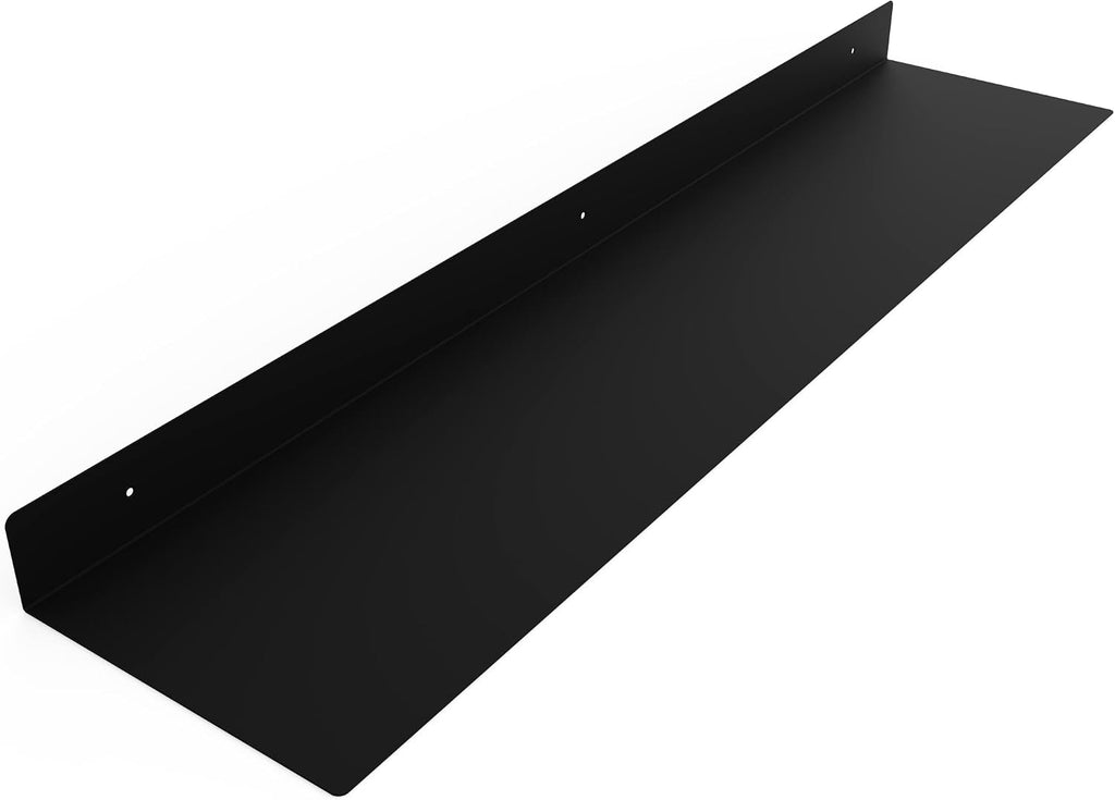 Linear Floating Shelf - Forged Raw Blackened Steel - Industrial Heavy Duty Metal Wall Mounted Modern Rustic Shelf - Made in THE USA (36-inch x 8-inch Black)