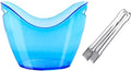 Portable 8 Liter Acrylic Ice Bucket with Tongs, Plastic Tub Oval Storage Buckets for 2 Wine or Champagne Bottles Party