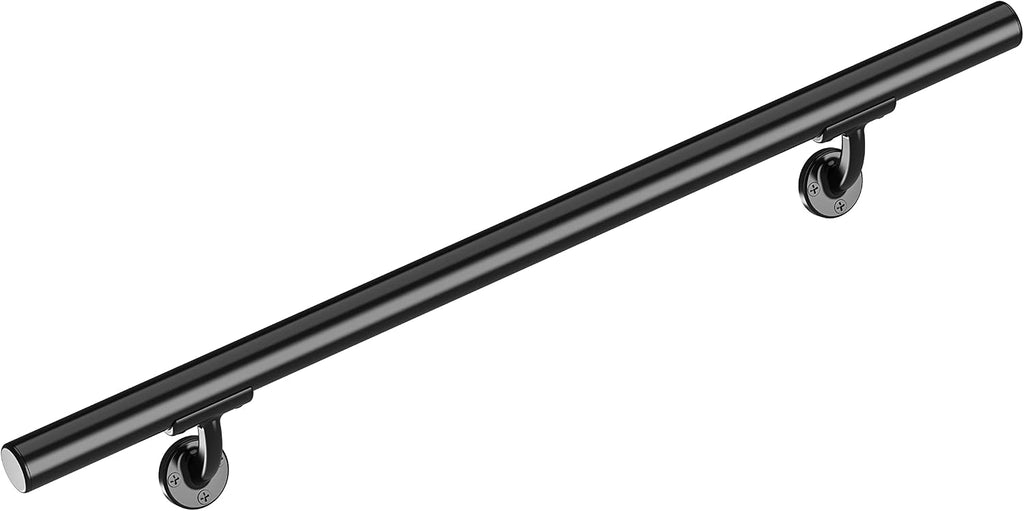 Meranti Aluminum Handrail for Indoor or Outdoor Steps and Stairs – Hand Rails for Elderly – DIY Complete Stair Railing Kit (AHR, Black, 4' Length)