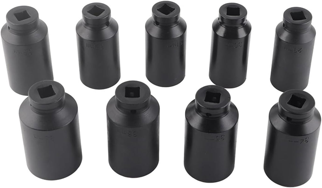 1/2 Inch Drive Axle Hub Nut Hex Socket Set, Heavy Duty Impact Quality 9-Piece Set for Use with Impact Tool, for Professional or Occasional Use, 40 Chrome Steel Material, Mechanics